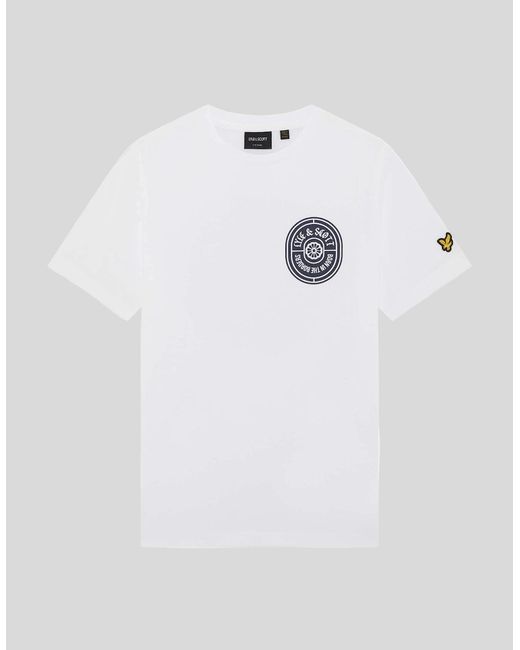 Lyle & Scott White Graphic Badge Cotton T-Shirt for men