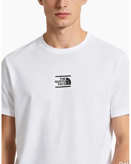 The North Face White T Shirt Centre Logo Crew Neck Short Sleeve Cotton Summer Tee for men