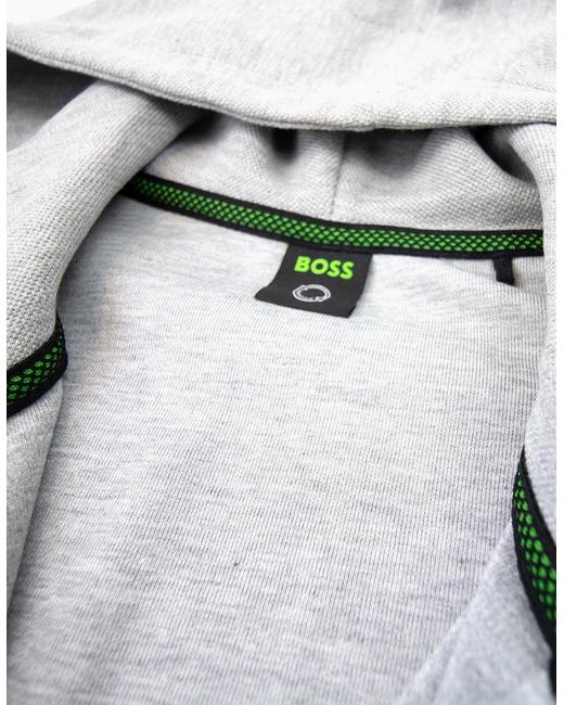 Boss White Saggy Curved Logo Zip Up Hoody 059 for men