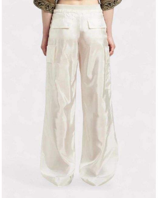 Palm Angels White Satin Parachute Trousers