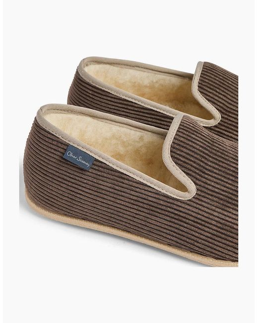 Oliver Sweeney Brown Corduroy Slippers for men