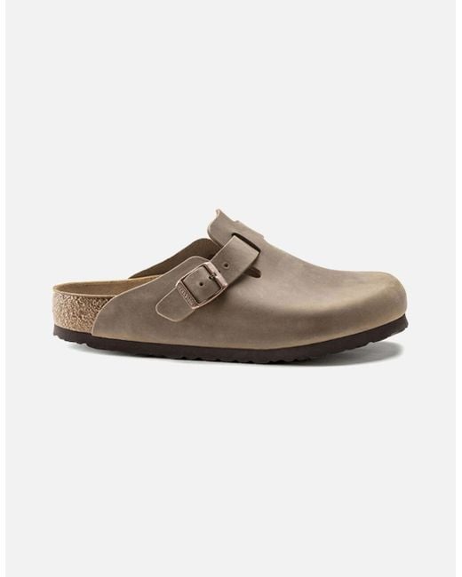 Birkenstock Boston Gray Birkenstock Boston Oiled Leather Regular Fit Tobacco for men