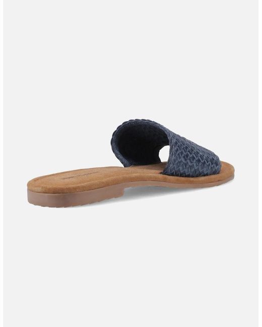 Hush Puppies Blue Hetty Slide Leather Wide Sandals
