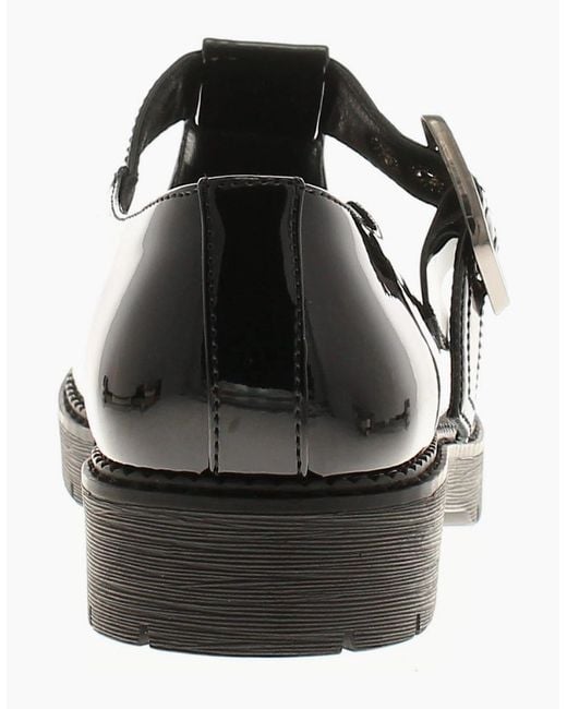 Apache Black School Shoes Tremble Buckle Patent Uk Size