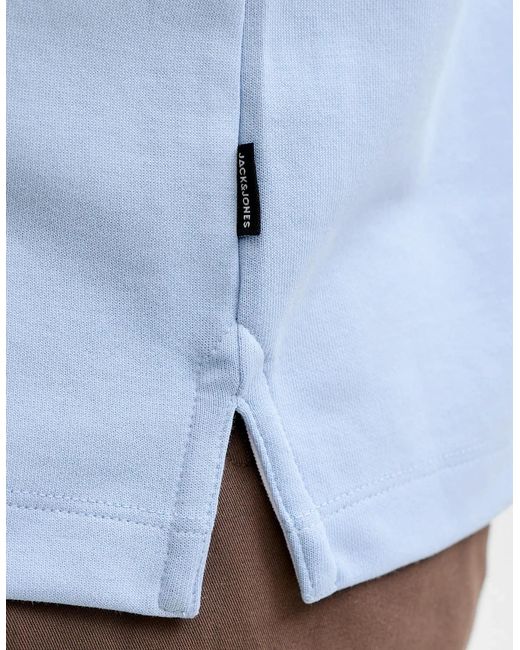 Jack & Jones Blue Jprblaethan Short Sleeve Zip Polo Chambray for men