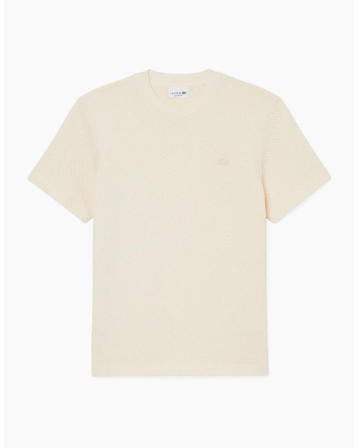 Lacoste White Th2665 Cotton Knitted Jacquard T-Shirt for men