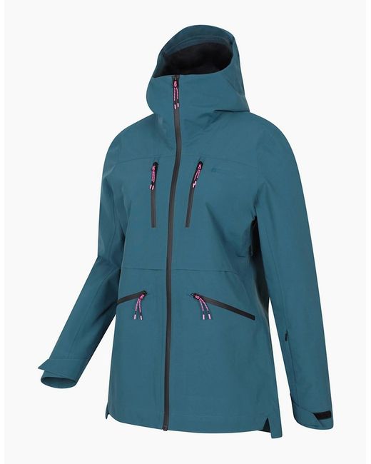 Mountain Warehouse Blue Ladies Tempest Waterproof 3 Layer Ski Jacket