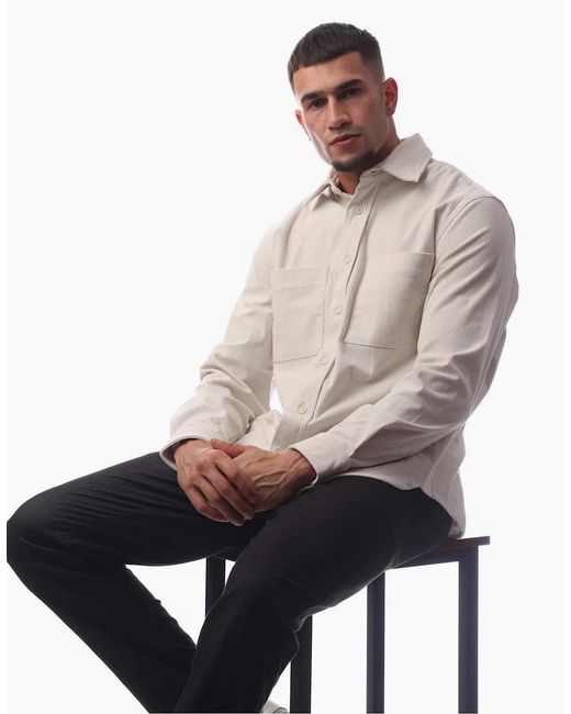 Boss Gray Collared Neck Long Sleeve Regular Fit Shirt for men