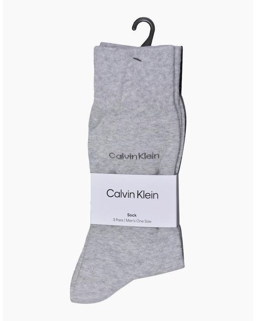 Calvin Klein Gray 3-Pack Premium Combed Cotton Socks, Combo for men