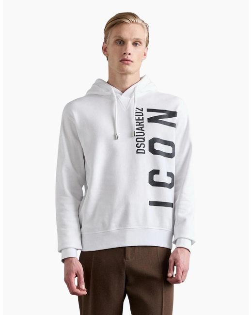 DSquared² White Hoodie Large Icon Logo for men