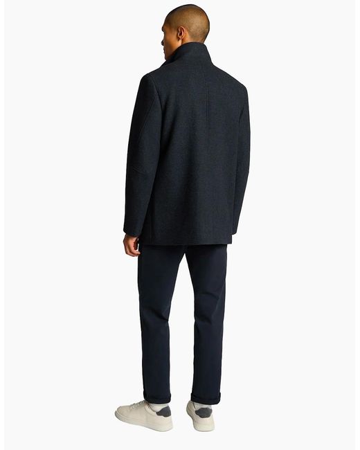 Remus Uomo Blue Jacob Regular Fit Wool Blend Coat for men