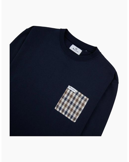 Aquascutum Blue Iconic Pocket Crewneck 11 for men