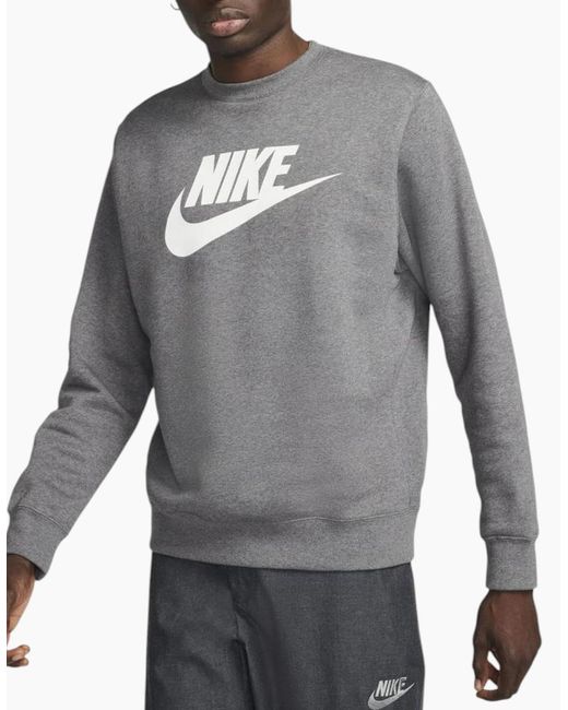 Nike Gray Dq4912 Sweatshirt Sportswear Club Fleece Crew Neck Pullover Jumper New for men