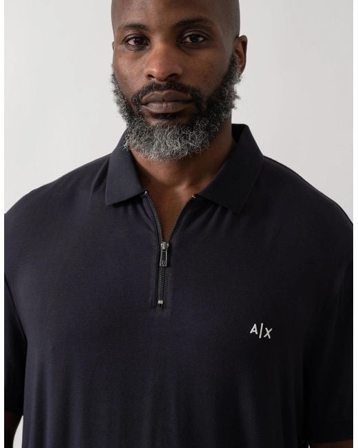 ARMANI EXCHANGE Blue Zip Polo Shirt for men
