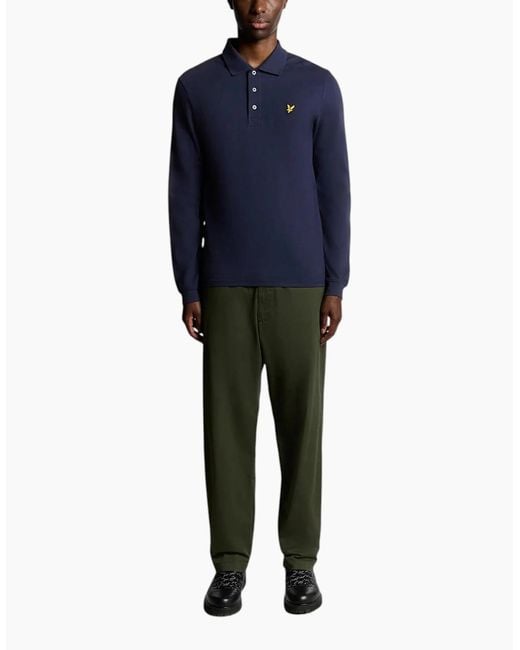 Lyle & Scott Blue Polo Shirt Lp400Vog Long Sleeve Summer Casual Cotton Tee for men