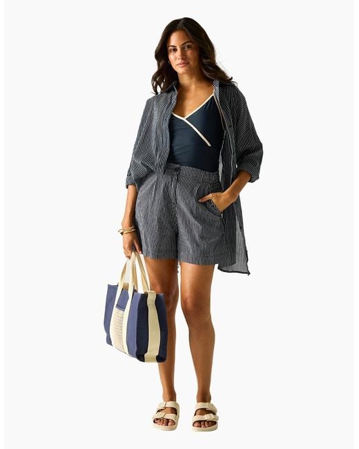 Regatta Blue Ladies Sabelle Vertical Stripe Casual Shorts
