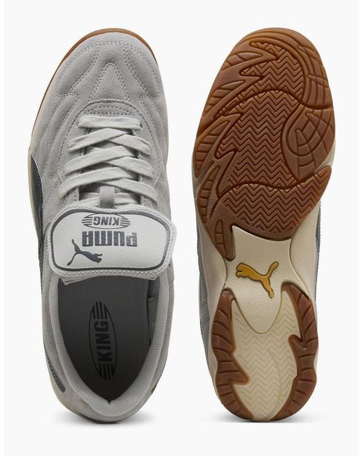 PUMA Gray King Indoor Suede Low Top Trainers for men