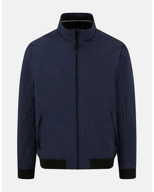 Fynch-Hatton Blue Stand Collar Zipped Pocket Jacket Dark for men
