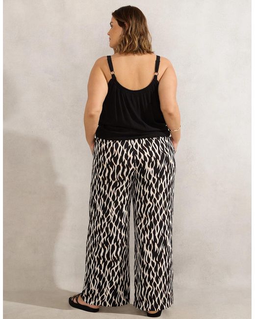 Live Unlimited London Multicolor Mono Print Wide Leg Trouser