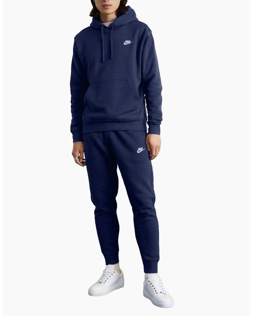 Nike Blue Full Tracksuits Bv2654 Club Tracksuit Pullover Hoodie Fleece Joggers for men