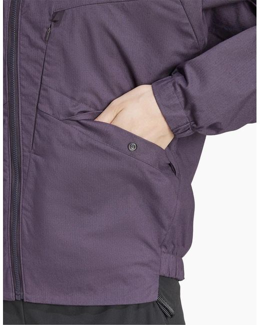 Adidas Purple Solid Patterned Windbreaker With Chest Pocket