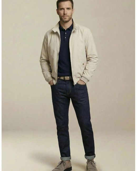 Fynch-Hatton White Stand Collar Harrington Jacket Cement for men