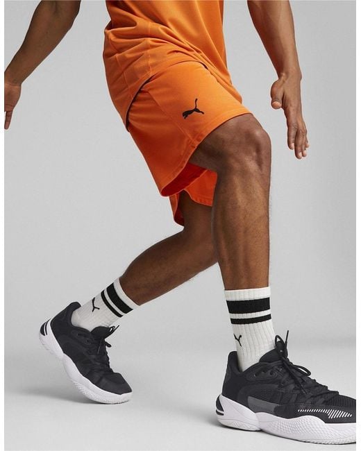 PUMA Orange Hoops Team Practice Basketball Shorts for men