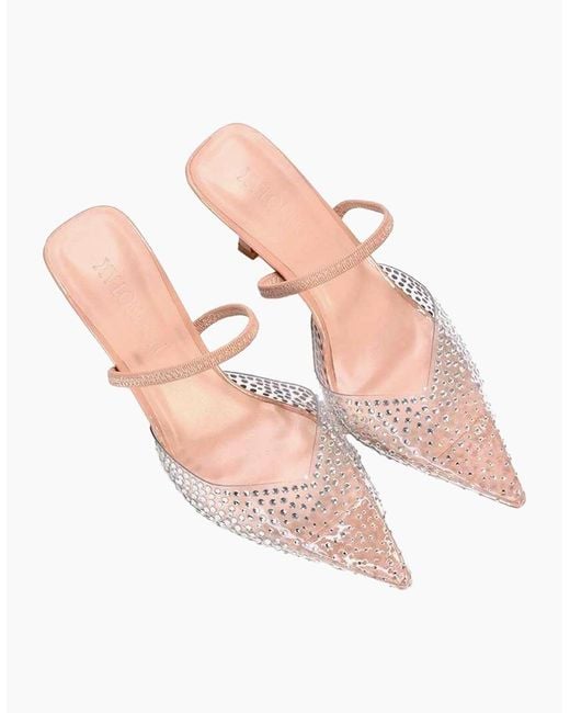 XY London Pink Ladies Tia Patent Perspex Court Shoes