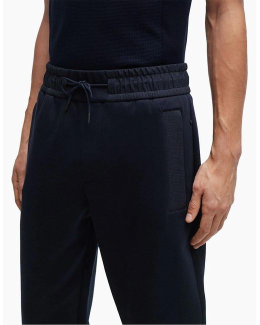 Boss Blue Larsen Solid Patterned Slim Joggers for men