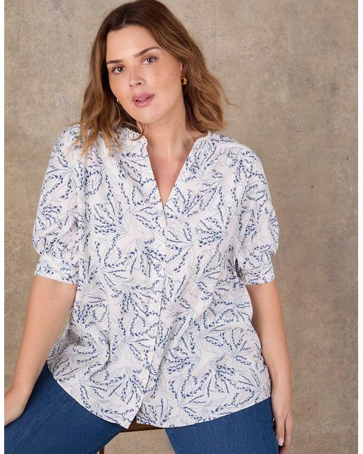 Live Unlimited London White Print Short Sleeve Top