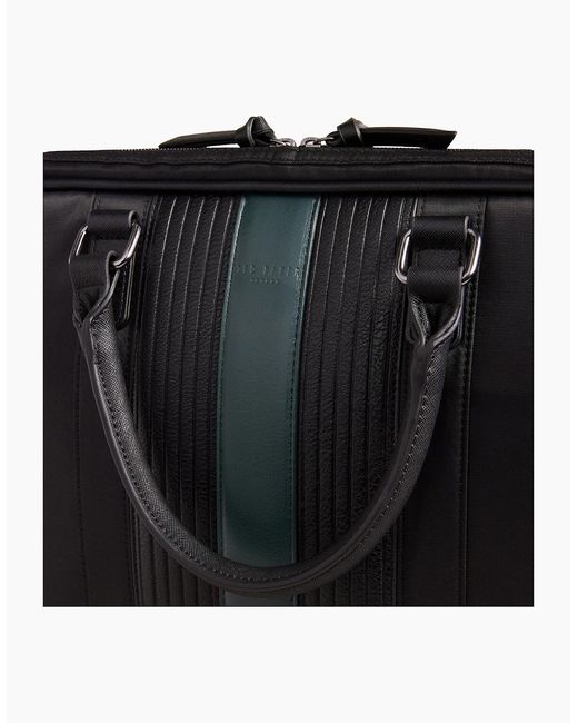 Ted Baker Black Rooky Core Twill Striped Document Bag for men