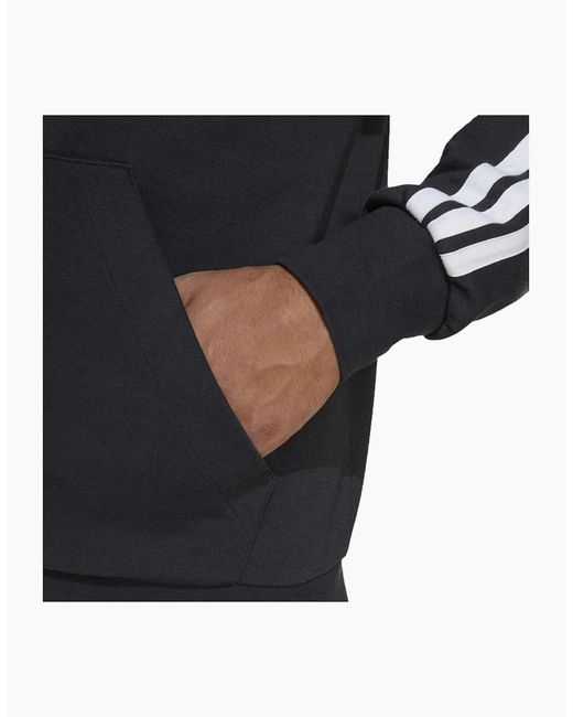 Adidas Black Hooded Neck Long Sleeve Sweatshirt With Stripes for men
