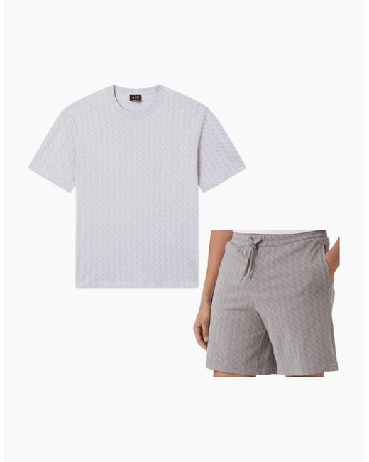 ARMANI EXCHANGE White Monogram All Over Short Set for men