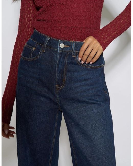 Gini London Blue Mid Rise Wide Leg Jeans