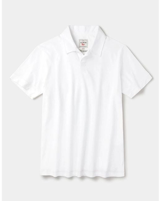aubi White Churchfiel Open Collar Polo for men