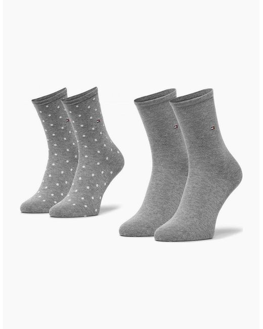 Tommy Hilfiger Gray 2-Pack Dots Pattern Socks, Middle Melange