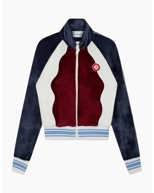 Casablanca Blue Panelled Track Top Burgundy Jacket for men