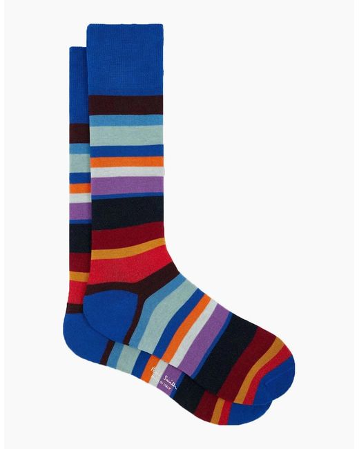 Paul Smith Blue Marek Stripe Sock Multi Stripe for men