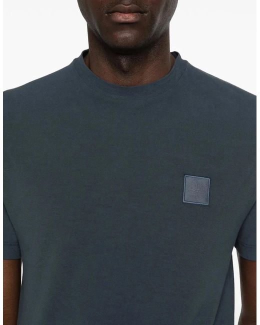 Stone Island Blue Ghost Patch Logo T-Shirt for men