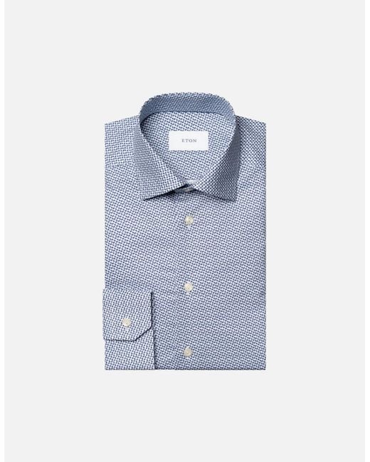 Eton of Sweden Blue Slim Fit Micro Geometric Signature Twill Shirt 23 Light for men