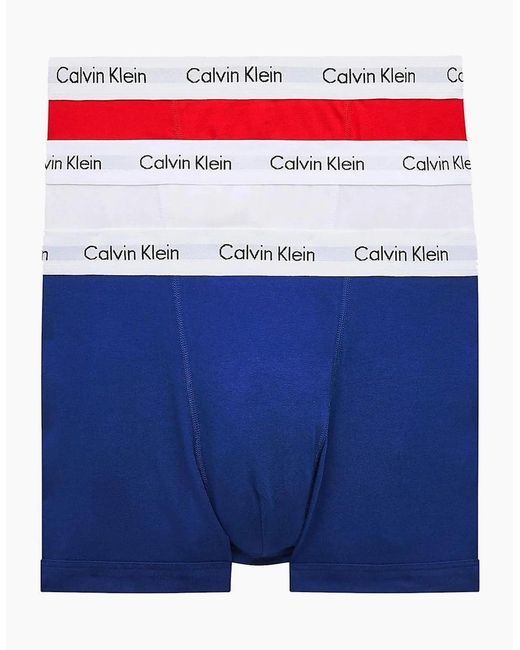 Calvin Klein Blue 3 Pack Cotton Stretch Trunks for men