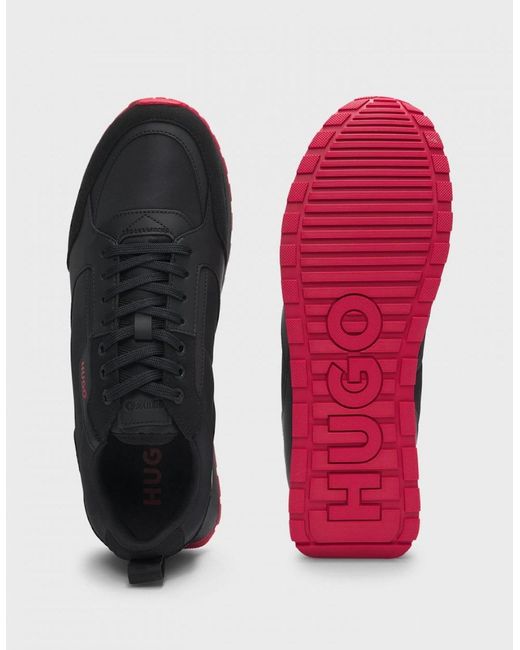 Boss Black Hugo Icelin Runn Mixed-Material Trainers With Branded Accents for men