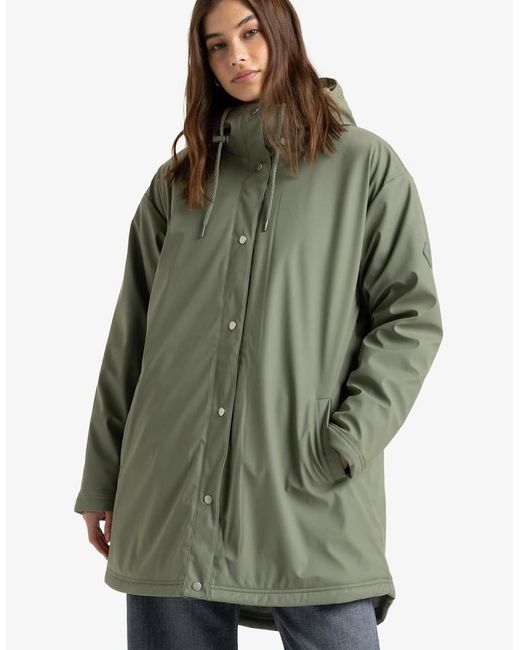 Roxy Green Rain Road Waterproof Rain Jacket