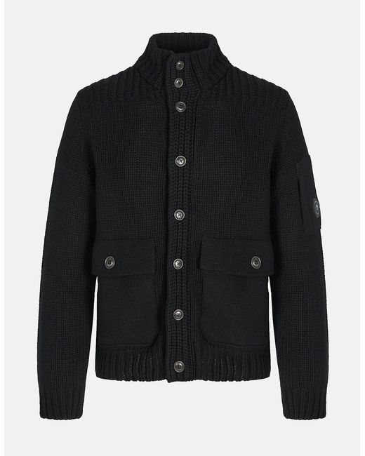 C P Company Black Lambswool Grs Button Lens Sweater for men