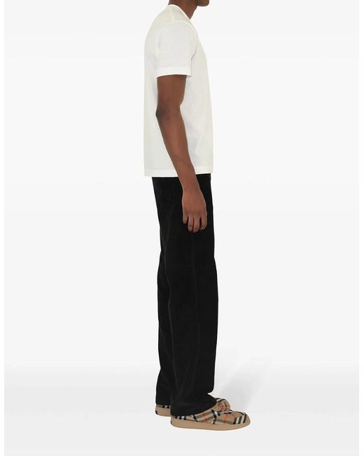 Burberry White Check-Logo Patch Cotton T-Shirt for men