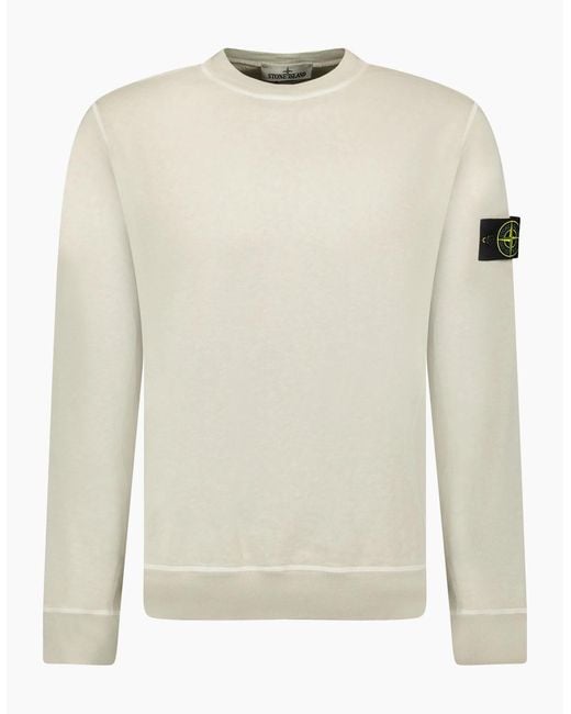 Stone Island White Malfie 'Old Effect' Sweatshirt for men