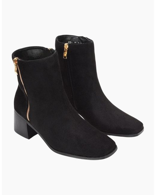 XY London Black Ladies Willow Square Toe Ankle Boots
