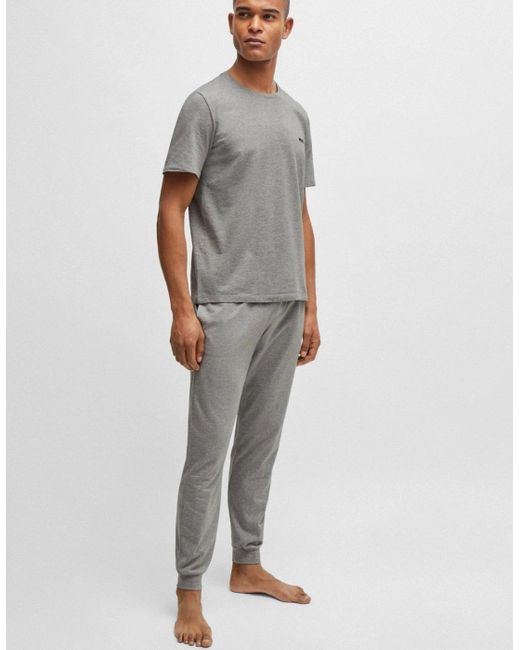 Boss Gray Boss Mix & Match Stretch-Cotton Regular Fit T-Shirt With Logo Detail Nos for men