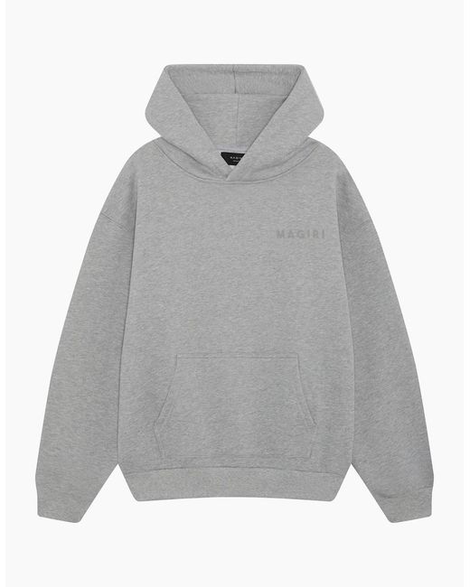 Magrit Gray Core Puff Printed Hoodie for men
