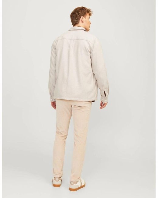 Jack & Jones White Solid Patterned Chest Pocket Overshirt for men
